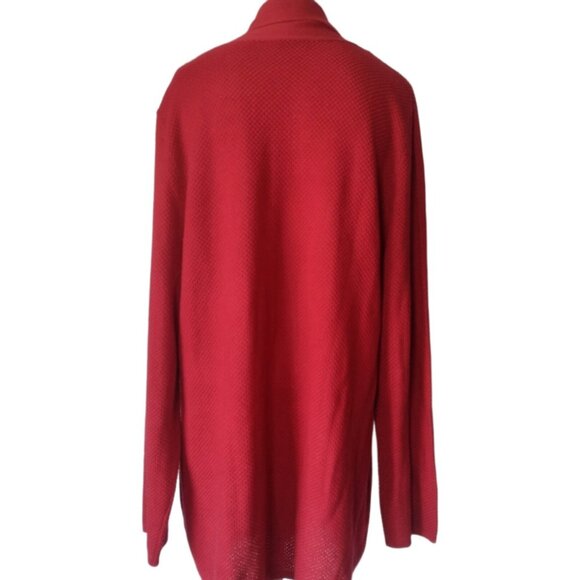 J Jill Waffle Knit Cardigan Sweater Size M Soft Preppy Business Holiday Tie - Picture 7 of 8